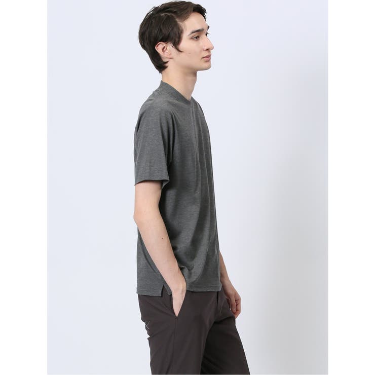 【DRESS T-SHIRT】レーヨン混ストレッチ スロープネック半袖Tシャツ | TAKA-Q MEN | 詳細画像14 