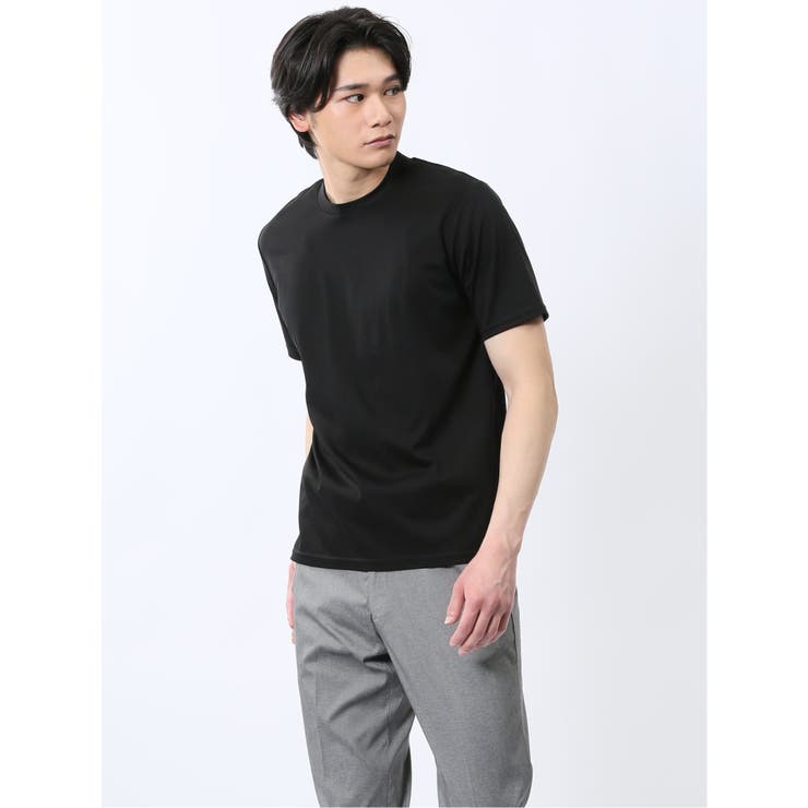 【DRESS T-SHIRT】綿ストレッチ スロープネック半袖Tシャツ | TAKA-Q MEN | 詳細画像1 
