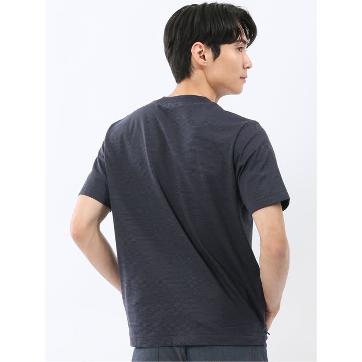 【DRESS T-SHIRT】綿ストレッチ ボーダー クルーネック半袖Tシャツ | TAKA-Q MEN | 詳細画像3 