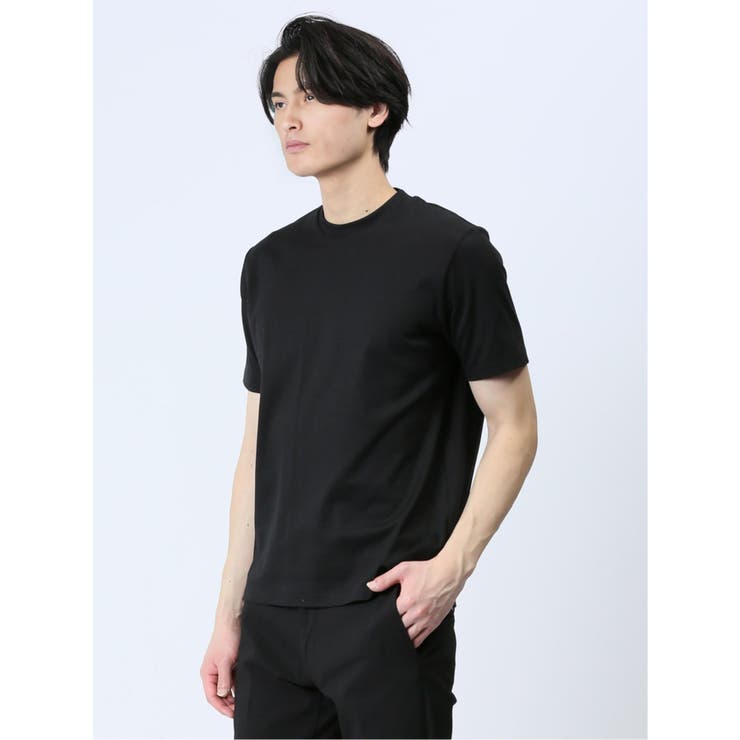 05黒 | 【DRESS T-SHIRT】綿ストレッチ クルーネック半袖Tシャツ | TAKA-Q MEN