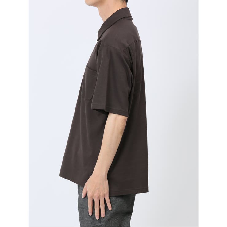 綿ストレッチ オーバーサイズ 半袖ポロシャツ[品番：TKQJ0022889