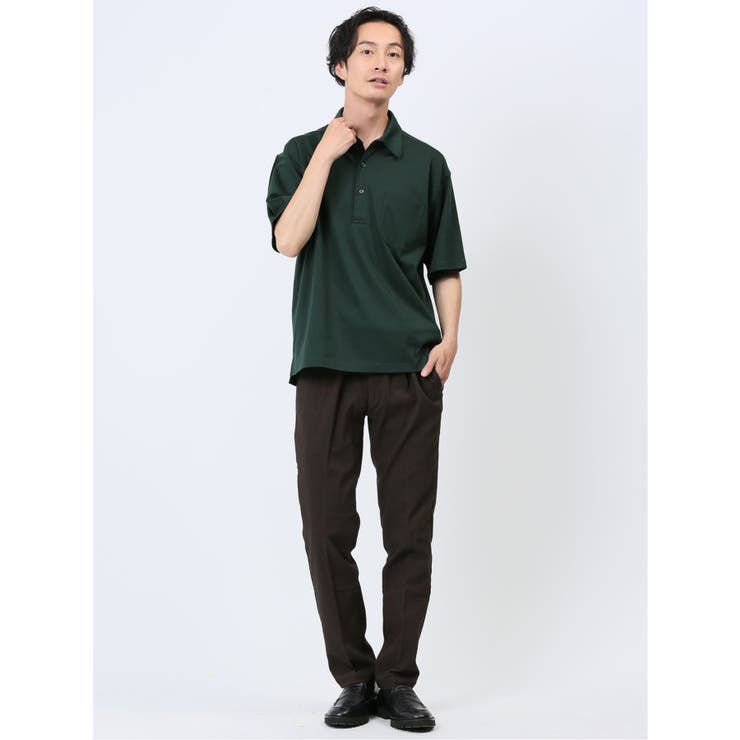綿ストレッチ オーバーサイズ 半袖ポロシャツ[品番：TKQJ0022889