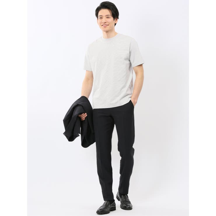 【DRESS T-SHIRT】綿ストレッチ ボーダー クルーネック半袖Tシャツ | TAKA-Q MEN | 詳細画像15 