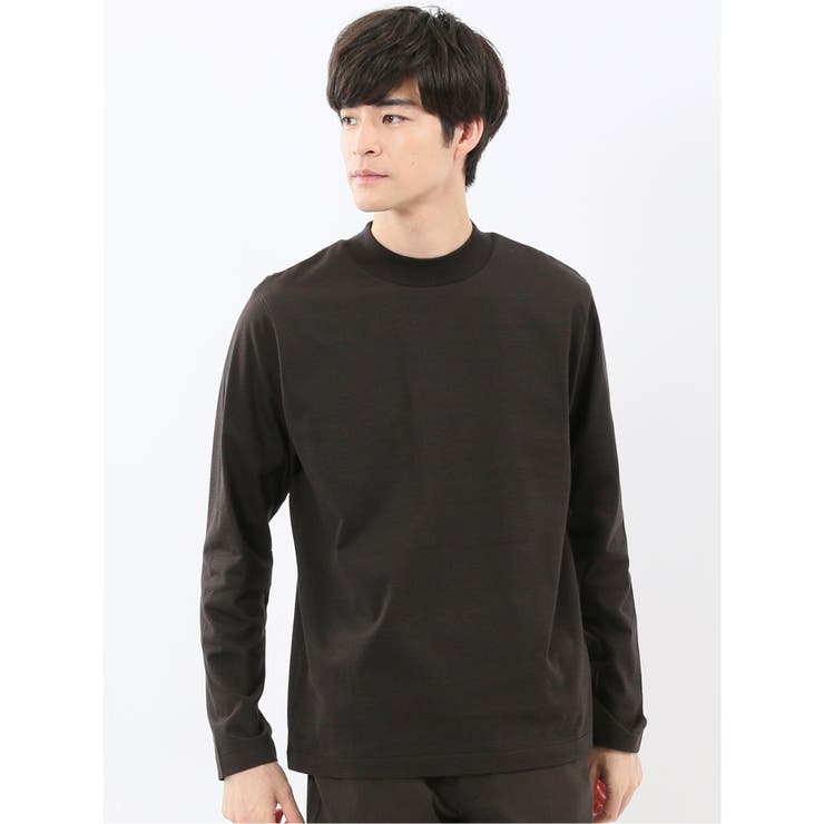 30茶 | 【DRESS T-SHIRT】シルケットスムス モックネック 長袖Tシャツ | TAKA-Q MEN