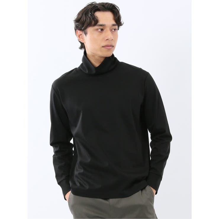 05黒 | 【DRESS T-SHIRT】シルケットスムス タートルネック 長袖Tシャツ | TAKA-Q MEN