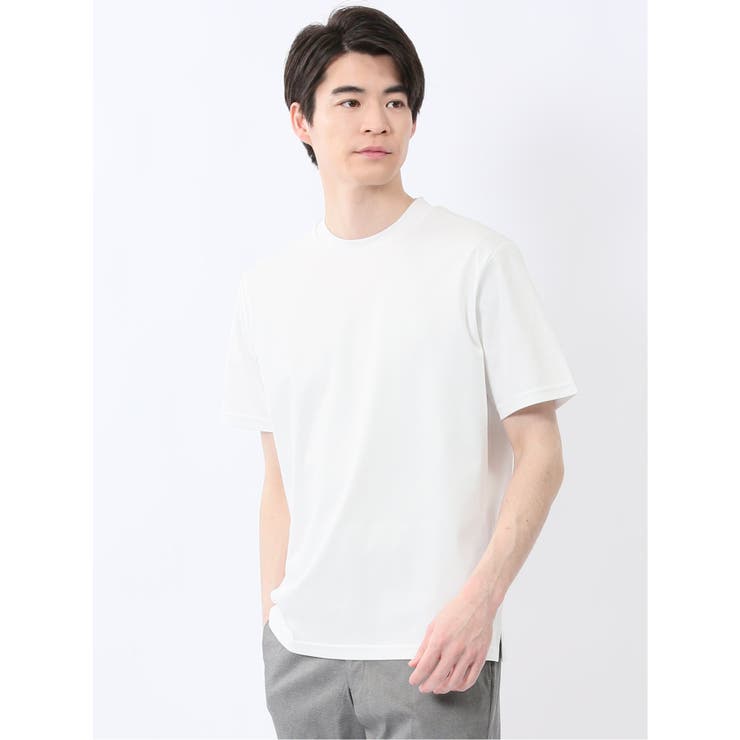 【DRESS T-SHIRT】綿ストレッチ スロープネック半袖Tシャツ | TAKA-Q MEN | 詳細画像4 