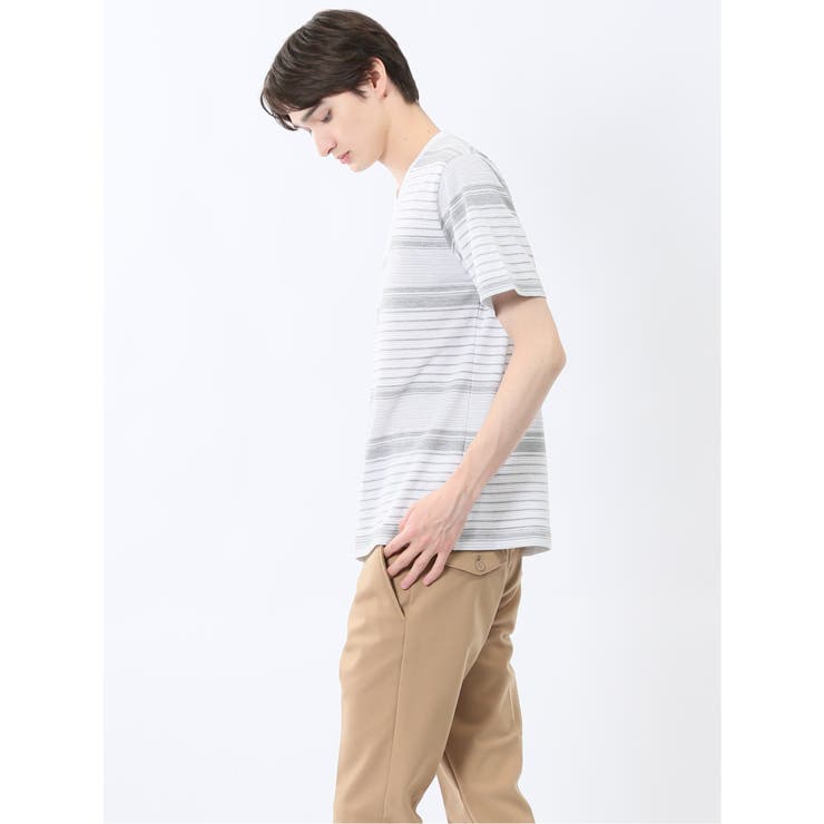 ポップコーンボーダー Vネック半袖Tシャツ | TAKA-Q MEN | 詳細画像2 