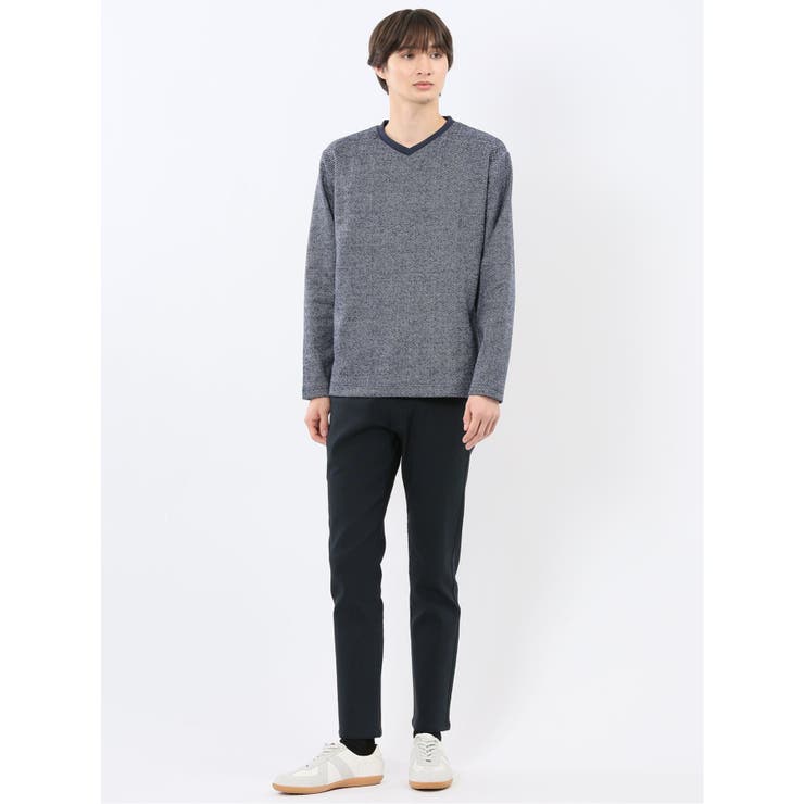 裏起毛ヘリンボン 浅Vネック長袖Tシャツ | TAKA-Q MEN | 詳細画像5 