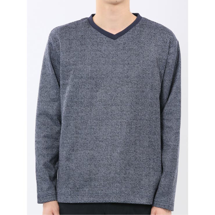 裏起毛ヘリンボン 浅Vネック長袖Tシャツ | TAKA-Q MEN | 詳細画像6 
