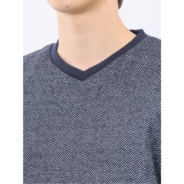 裏起毛ヘリンボン 浅Vネック長袖Tシャツ | TAKA-Q MEN | 詳細画像9 
