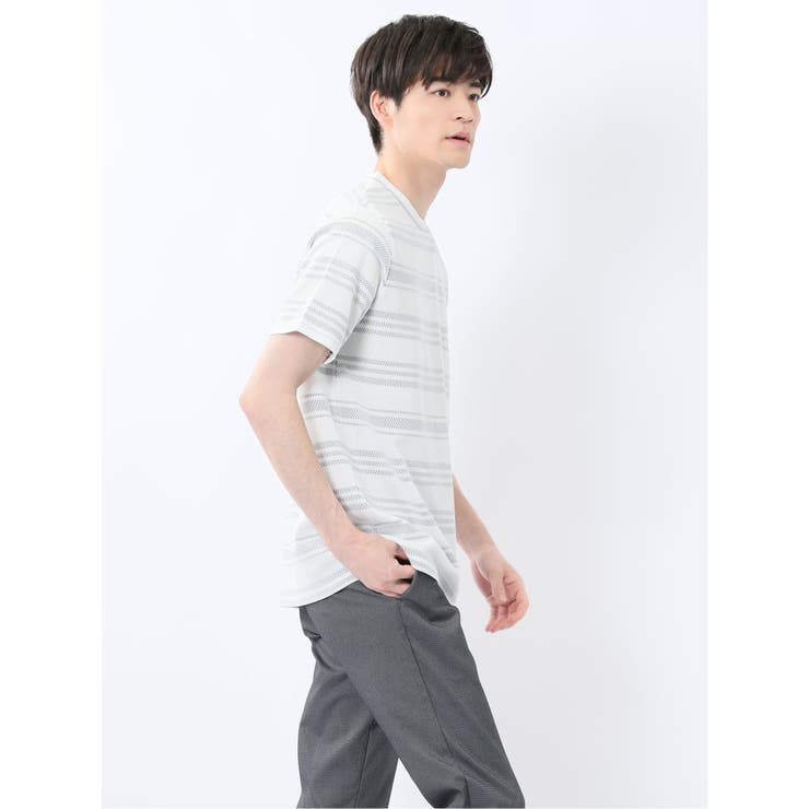 メッシュボーダー クルーネック半袖Tシャツ | TAKA-Q MEN | 詳細画像16 