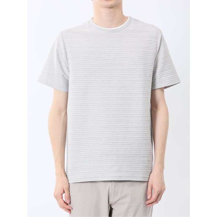 ピンタックボーダー クルーネック半袖Tシャツ | TAKA-Q MEN | 詳細画像18 