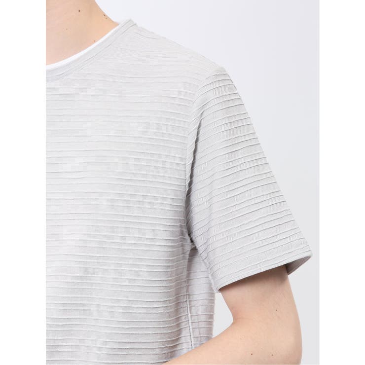 ピンタックボーダー クルーネック半袖Tシャツ | TAKA-Q MEN | 詳細画像22 