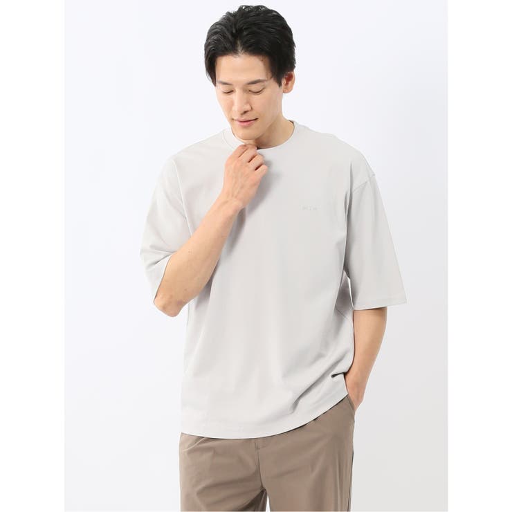 03ライトグレー | 綿100% ロゴ刺繍 クルーネック半袖Tシャツ | TAKA-Q MEN