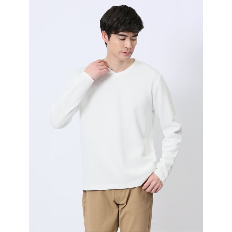 ストレッチ ダブルフェイス Vネックニットソー | TAKA-Q MEN | 詳細画像1 