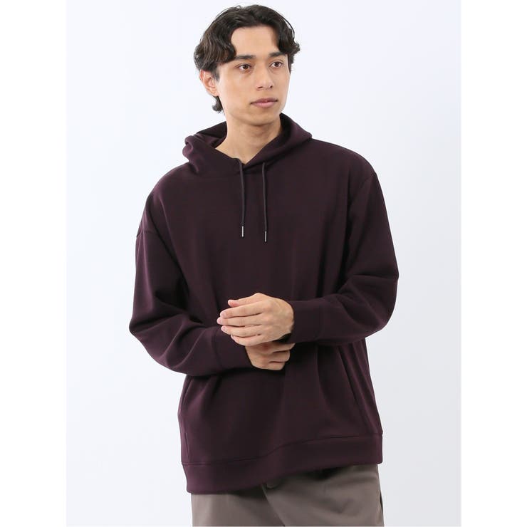 15ワイン | ストレッチ ソフトダンボール 長袖プルパーカー | TAKA-Q MEN