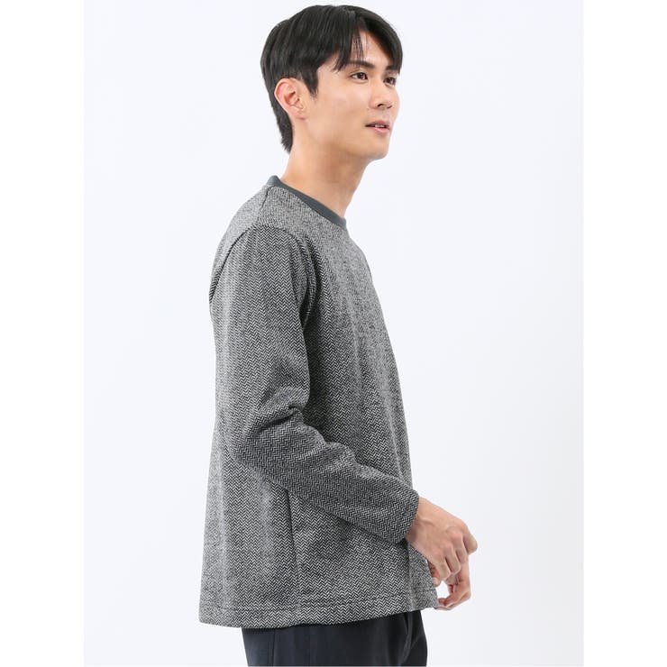 裏起毛ヘリンボン クルーネック長袖Tシャツ | TAKA-Q MEN | 詳細画像14 