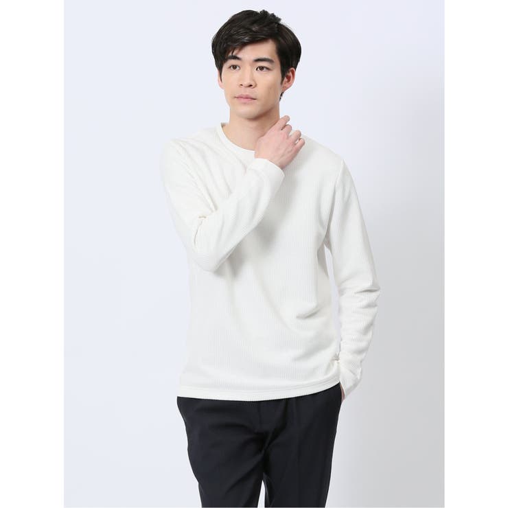 メランジワッフル クルーネック長袖Tシャツ | TAKA-Q MEN | 詳細画像1 