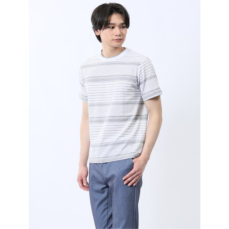 ポップコーンボーダー クルーネック半袖Tシャツ | TAKA-Q MEN | 詳細画像1 