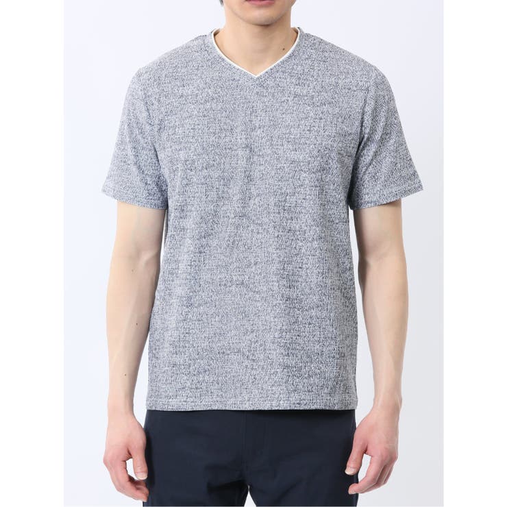 メッシュ かすれプリント Vネック半袖Tシャツ | TAKA-Q MEN | 詳細画像16 