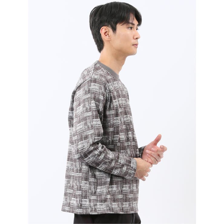 裏起毛チェック クルーネック長袖Tシャツ | TAKA-Q MEN | 詳細画像14 