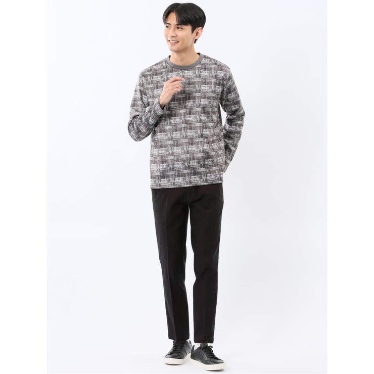 裏起毛チェック クルーネック長袖Tシャツ | TAKA-Q MEN | 詳細画像15 