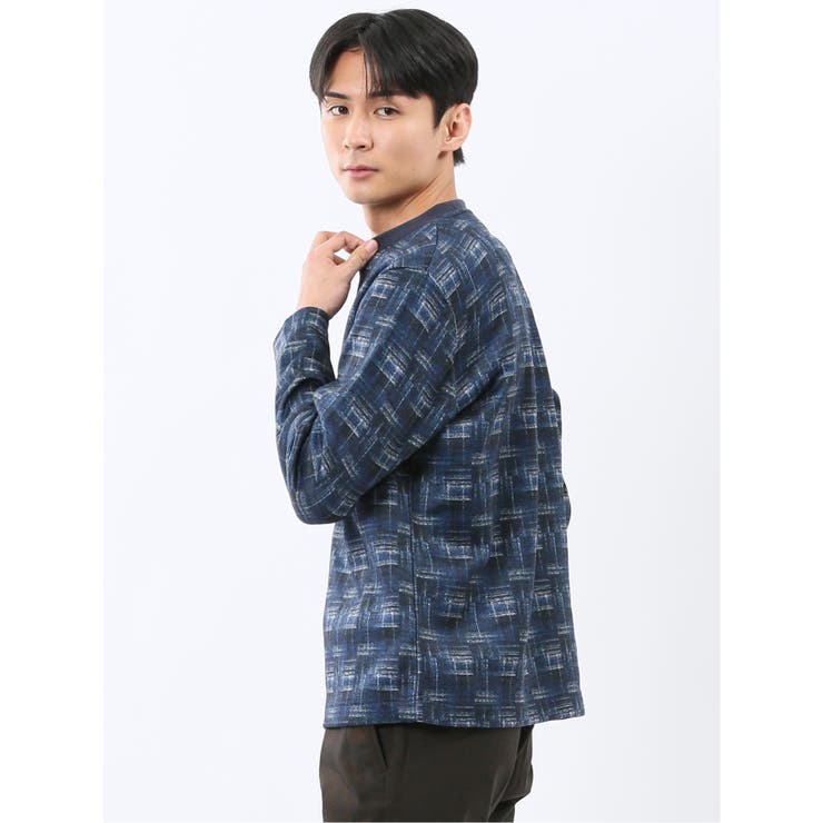 裏起毛チェック クルーネック長袖Tシャツ | TAKA-Q MEN | 詳細画像2 