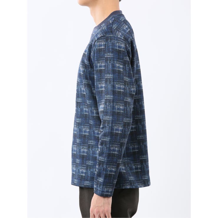 裏起毛チェック クルーネック長袖Tシャツ | TAKA-Q MEN | 詳細画像7 