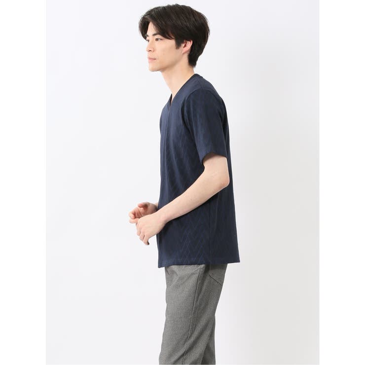 プレーティングジャガード Vネック半袖Tシャツ | TAKA-Q MEN | 詳細画像14 