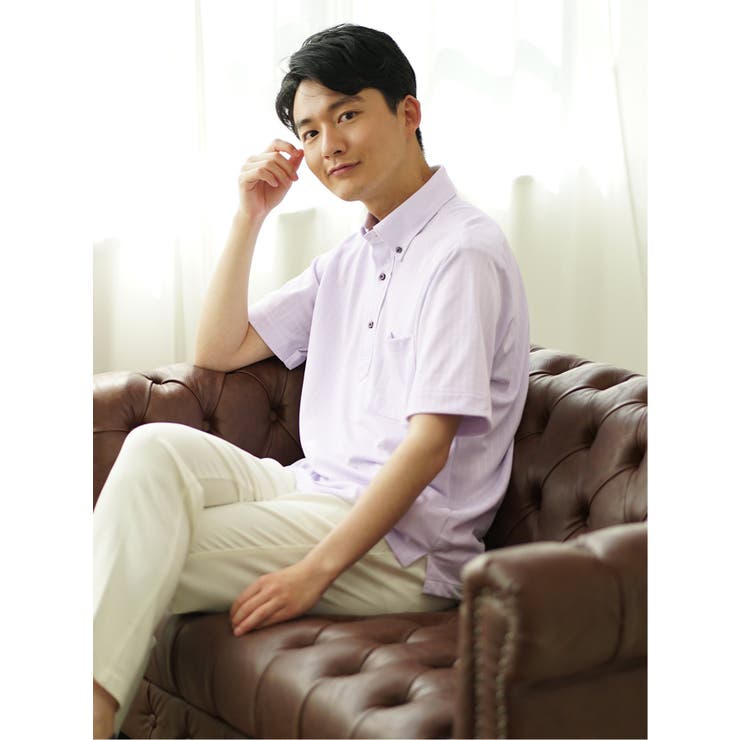 82ライラック | Biz クールパス ボタンダウン半袖 ビズポロ | TAKA-Q MEN