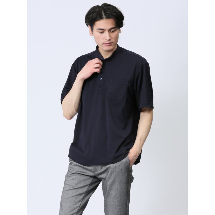 Biz クールパス バンドカラー半袖 ビズポロ | TAKA-Q MEN | 詳細画像1 