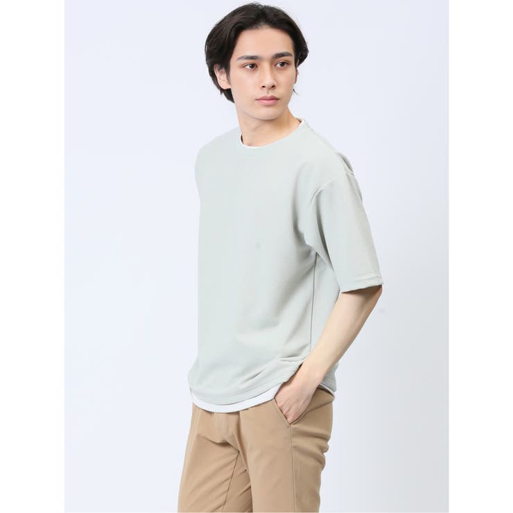 リップル レイヤード風 クルーネック半袖Tシャツ | TAKA-Q MEN | 詳細画像2 