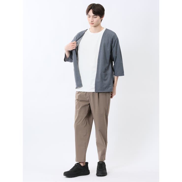 美品✨TAKEZO リネン 7分袖 カーディガン シースルー 茶 9AT カウラ/Kaule 7分袖カーディガン&半袖Tシャツ アンサンブル[品番