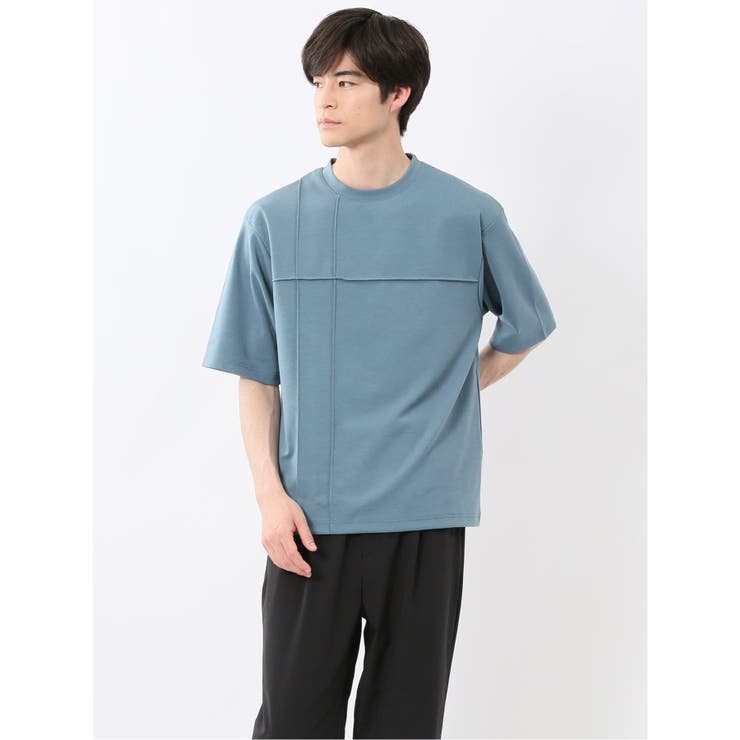 70青 | カウラ/kaule ポンチピンタック クルーネック半袖Tシャツ | TAKA-Q MEN