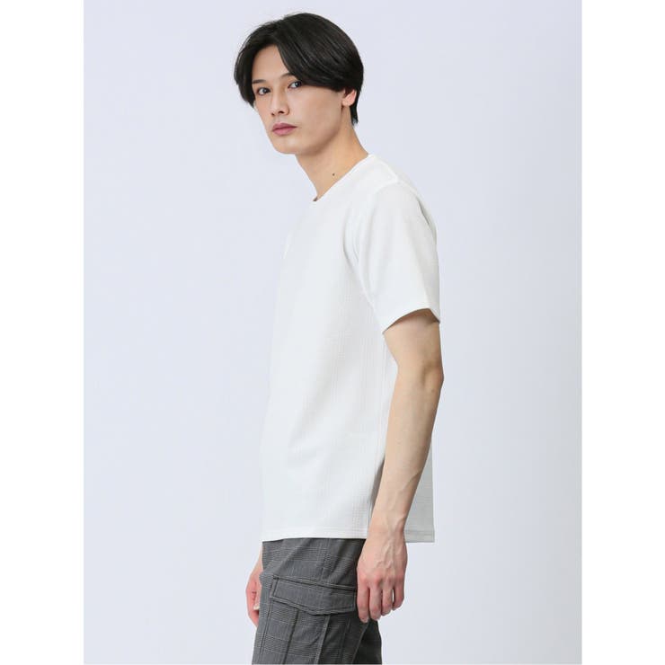 ふくれチェック クルーネック半袖Ｔシャツ | TAKA-Q MEN | 詳細画像2 