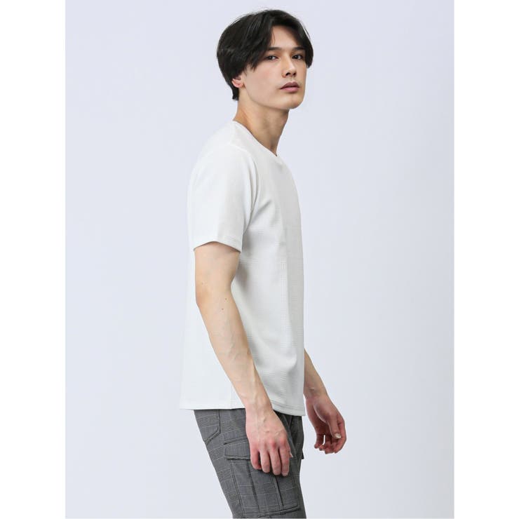 ふくれチェック クルーネック半袖Ｔシャツ | TAKA-Q MEN | 詳細画像4 