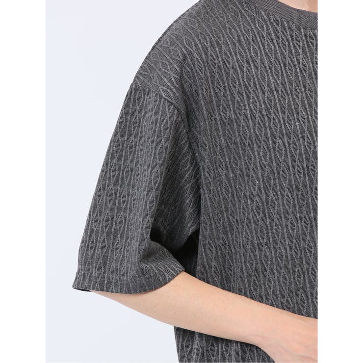 ケーブルジャガード クルーネック半袖Tシャツ | TAKA-Q MEN | 詳細画像10 