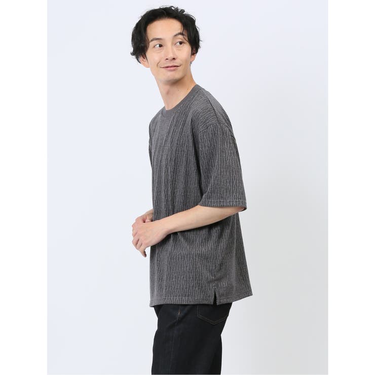 ケーブルジャガード クルーネック半袖Tシャツ | TAKA-Q MEN | 詳細画像2 