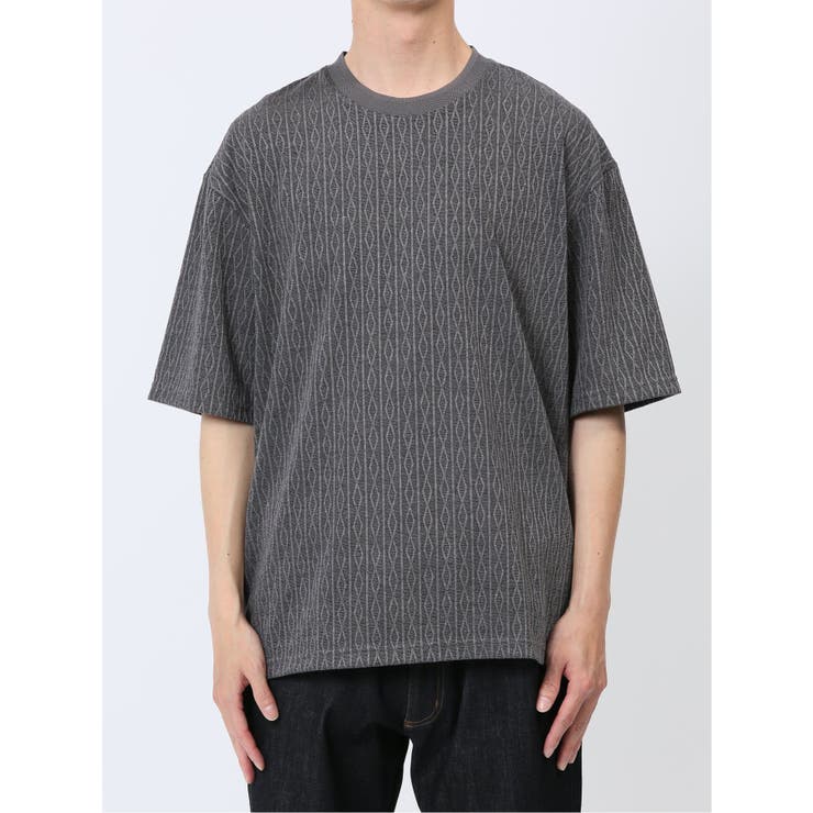 ケーブルジャガード クルーネック半袖Tシャツ | TAKA-Q MEN | 詳細画像6 
