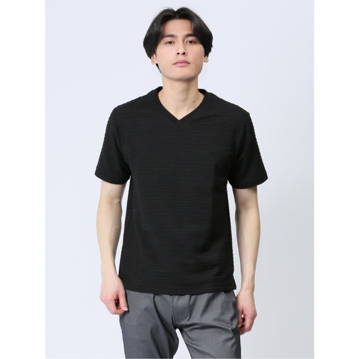 タックボーダー Vネック半袖Ｔシャツ | TAKA-Q MEN | 詳細画像1 