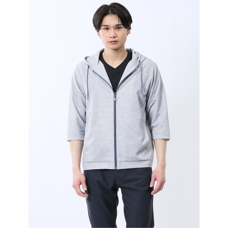 ドビーメッシュ 7分袖パーカー | TAKA-Q MEN | 詳細画像1 