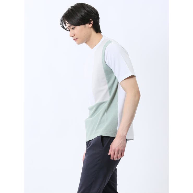異素材切替 クルーネック半袖Tシャツ | TAKA-Q MEN | 詳細画像2 