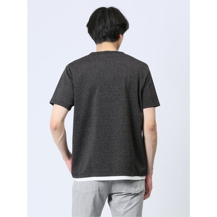 さまになる フェイクレイヤード キーネック半袖Tシャツ | TAKA-Q MEN | 詳細画像13 