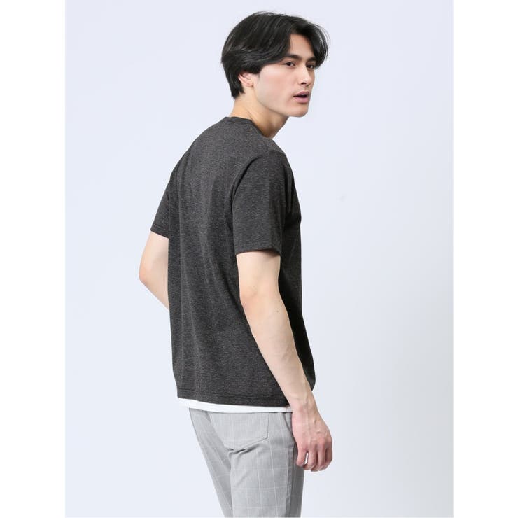 さまになる フェイクレイヤード キーネック半袖Tシャツ | TAKA-Q MEN | 詳細画像14 