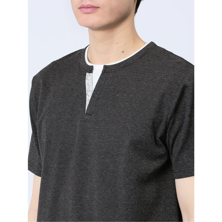 さまになる フェイクレイヤード キーネック半袖Tシャツ | TAKA-Q MEN | 詳細画像18 