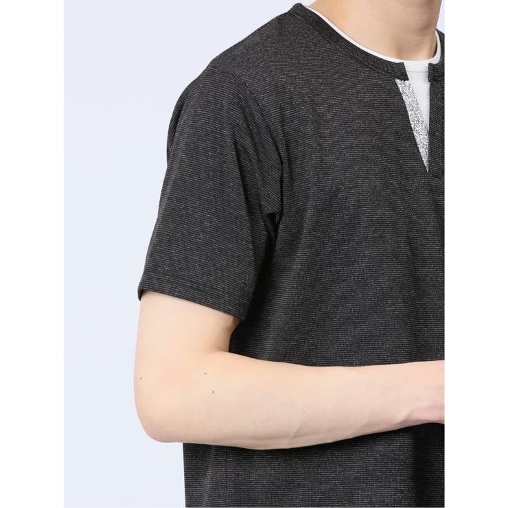 さまになる フェイクレイヤード キーネック半袖Tシャツ | TAKA-Q MEN | 詳細画像19 