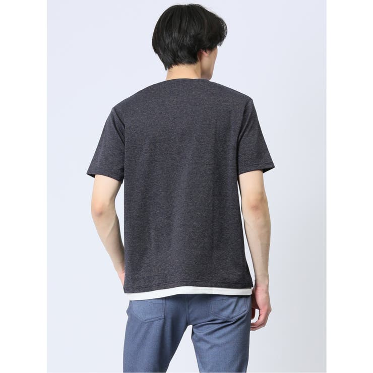 さまになる フェイクレイヤード キーネック半袖Tシャツ | TAKA-Q MEN | 詳細画像23 