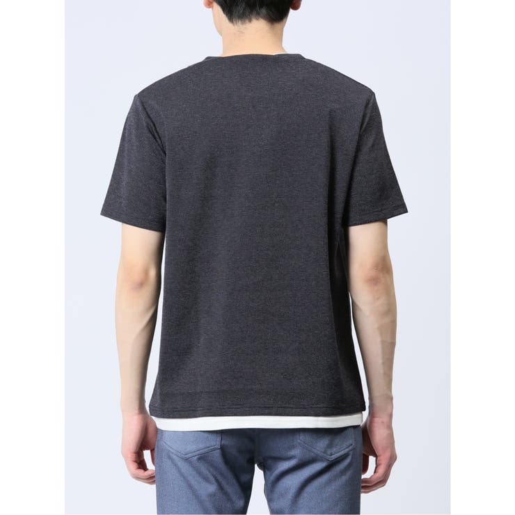 さまになる フェイクレイヤード キーネック半袖Tシャツ | TAKA-Q MEN | 詳細画像27 