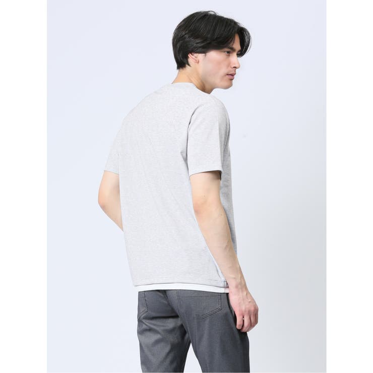 さまになる フェイクレイヤード キーネック半袖Tシャツ | TAKA-Q MEN | 詳細画像4 