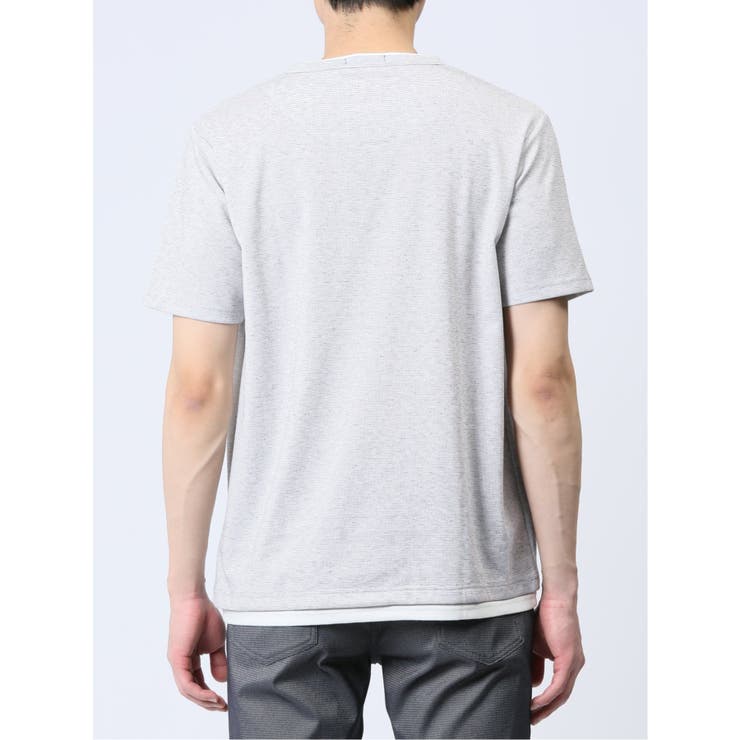さまになる フェイクレイヤード キーネック半袖Tシャツ | TAKA-Q MEN | 詳細画像7 